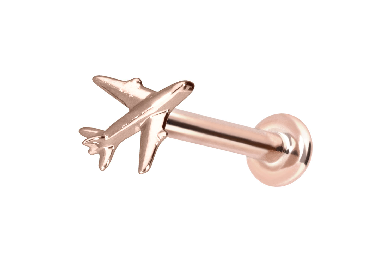 14 Karat Gold Labret Piercing mit Push Fit FLUGZEUG